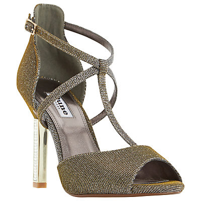 Dune Melodee Jewelled Heel Peep Toe Sandals Gold Dune Melodee Jewelled Heel Peep Toe Sandals Gold
